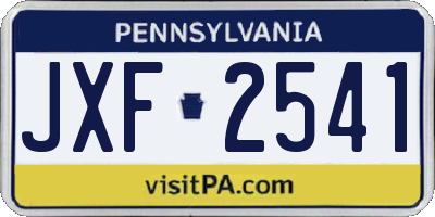 PA license plate JXF2541