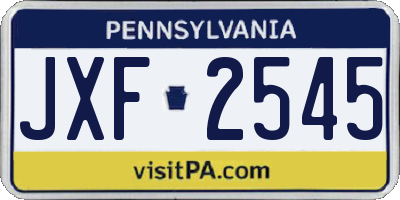 PA license plate JXF2545