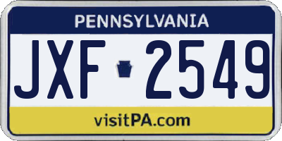 PA license plate JXF2549