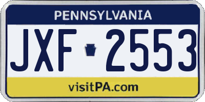 PA license plate JXF2553
