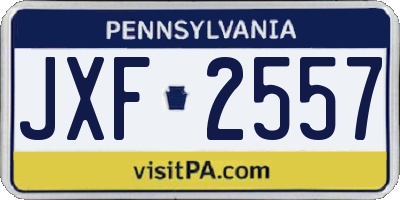 PA license plate JXF2557