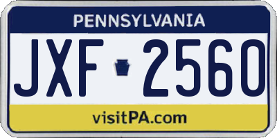 PA license plate JXF2560