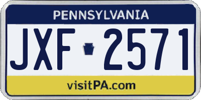 PA license plate JXF2571
