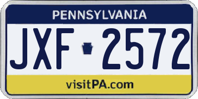PA license plate JXF2572
