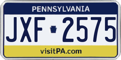 PA license plate JXF2575