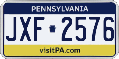 PA license plate JXF2576