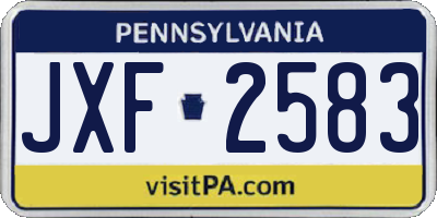 PA license plate JXF2583