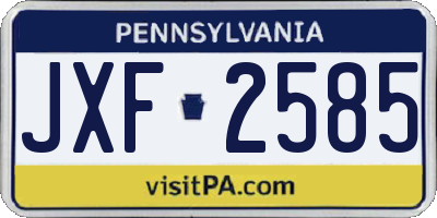 PA license plate JXF2585