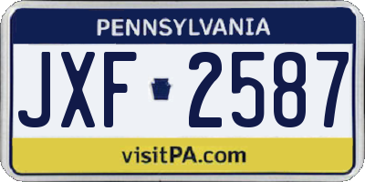 PA license plate JXF2587