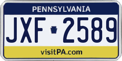PA license plate JXF2589