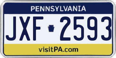 PA license plate JXF2593