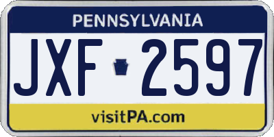 PA license plate JXF2597