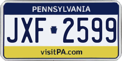 PA license plate JXF2599