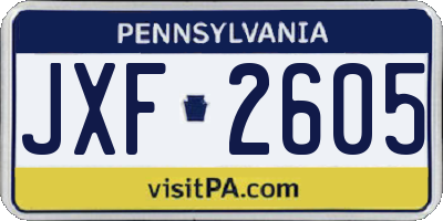 PA license plate JXF2605