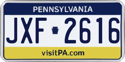 PA license plate JXF2616