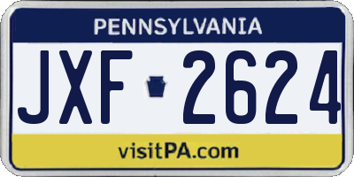 PA license plate JXF2624