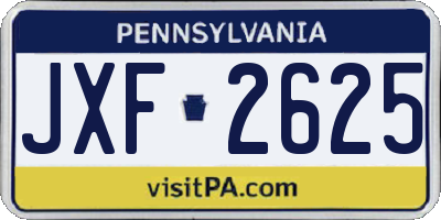 PA license plate JXF2625