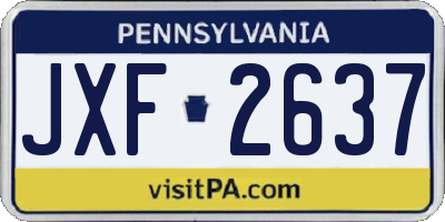 PA license plate JXF2637
