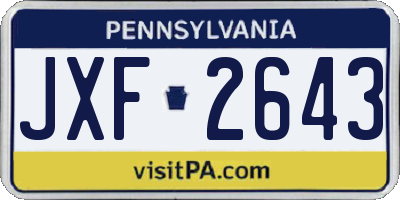 PA license plate JXF2643