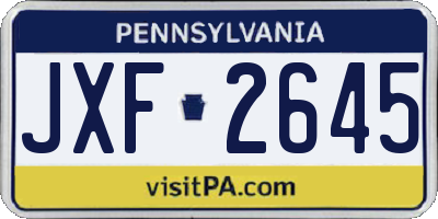 PA license plate JXF2645