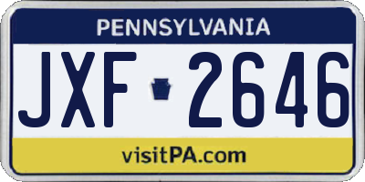 PA license plate JXF2646