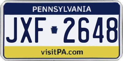 PA license plate JXF2648