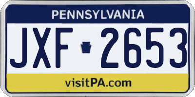 PA license plate JXF2653
