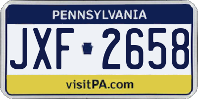 PA license plate JXF2658