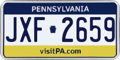 PA license plate JXF2659