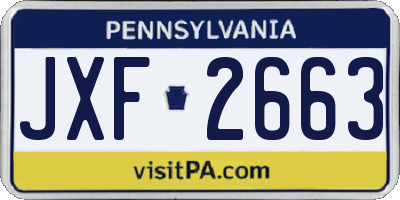 PA license plate JXF2663