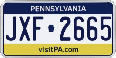 PA license plate JXF2665