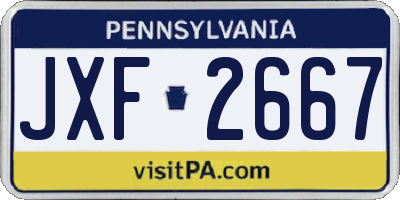 PA license plate JXF2667