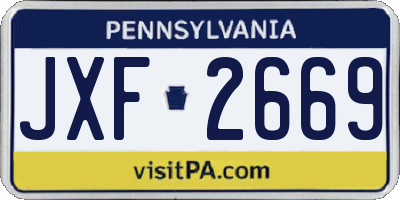 PA license plate JXF2669