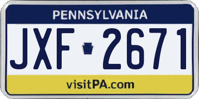 PA license plate JXF2671