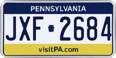 PA license plate JXF2684