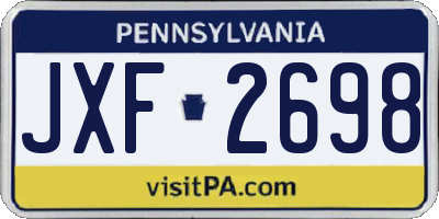 PA license plate JXF2698