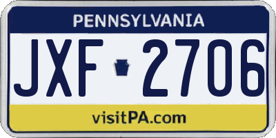 PA license plate JXF2706