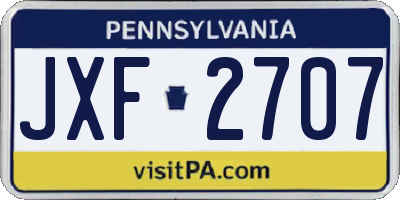 PA license plate JXF2707