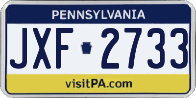 PA license plate JXF2733