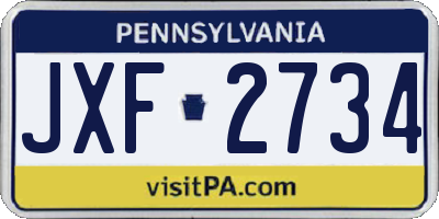 PA license plate JXF2734