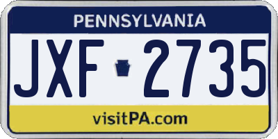 PA license plate JXF2735