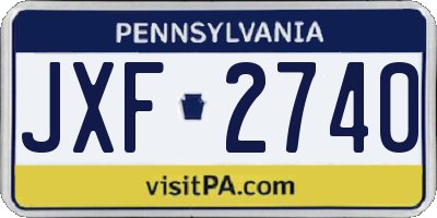 PA license plate JXF2740