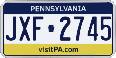 PA license plate JXF2745