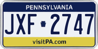 PA license plate JXF2747