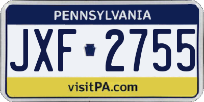 PA license plate JXF2755