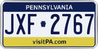PA license plate JXF2767