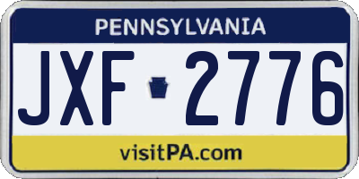 PA license plate JXF2776
