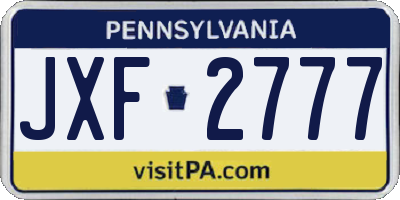 PA license plate JXF2777