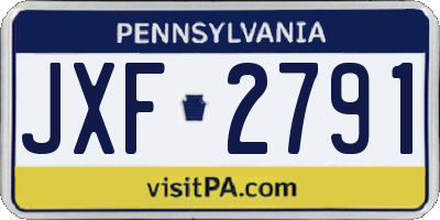 PA license plate JXF2791