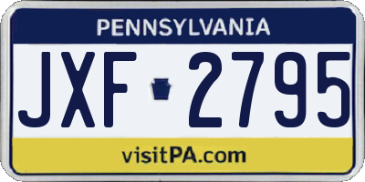 PA license plate JXF2795